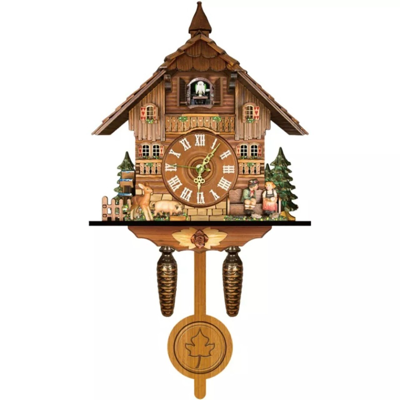 Cuckoo Singing Wall Clock Vintage Pendulum Home Living Room Wooden Art Decor
